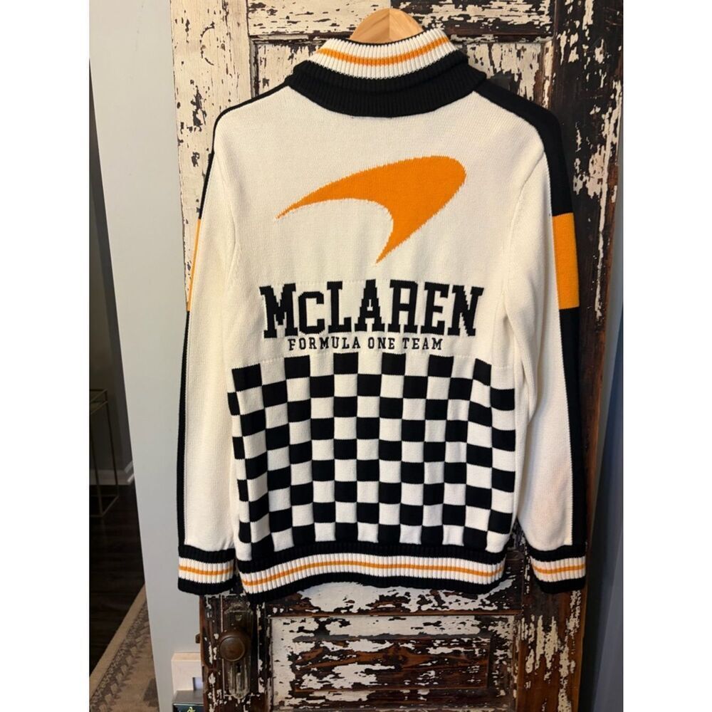 McLaren 1963 White Zip-Up Formula 1 zip up sweater. Size Small